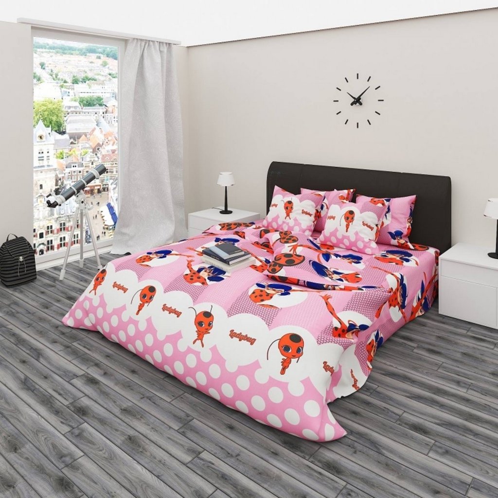 

Постельное белье Vpostelke ранфорс Леди Баг и питомец 1.5-Спальный 150х220 см розовый