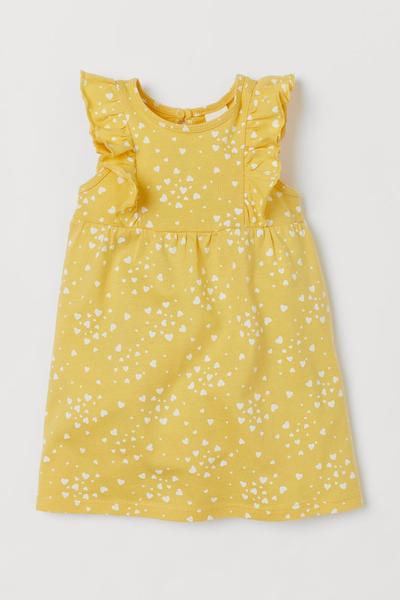 

Трикотажное платье с оборкой H&M 92 (90/52) Желтый /сердечки (0865386001)