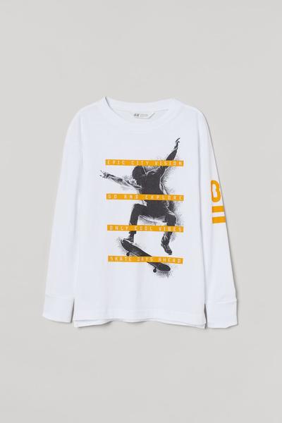

Лонгслив с принтом H&M 158/164 (165/84) Белый/Скейтер