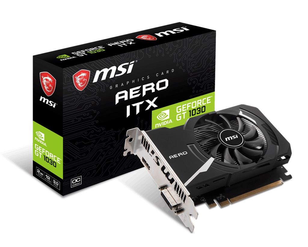 

Видеокарта GF GT 1030 2GB DDR4 Aero ITX OC MSI (GeForce GT 1030 AERO ITX 2GD4 OC)