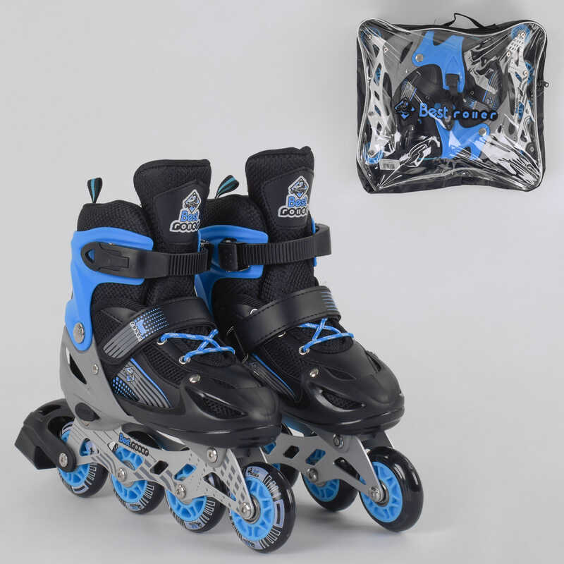 

Роликовые коньки Best Roller (34-37) PVC колёса, свет на переднем колесе, в сумке Black/Blue (98866)