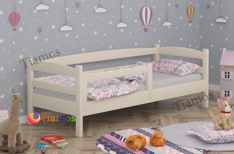 

Детская Кровать односпальная 90х190 Нота Плюс с бортиком защитным Wellmebely сосна Бежевый Л6