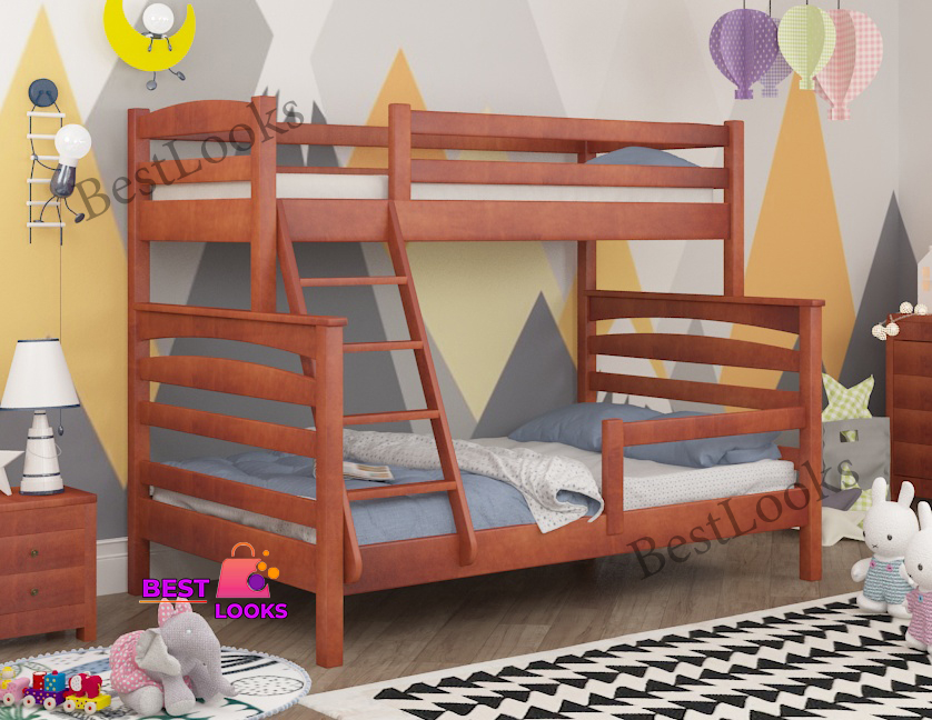 

Кровать Двухъярусная 80х120х190 с бортиком защитным Wellmebely Кай Трансформер сосна Яблоня Л6