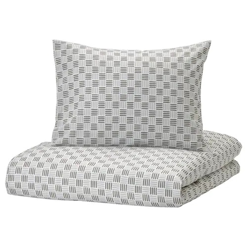 

Комплект постільної білизни IKEA SILVERFRYLE білий/сірий (604.695.94)