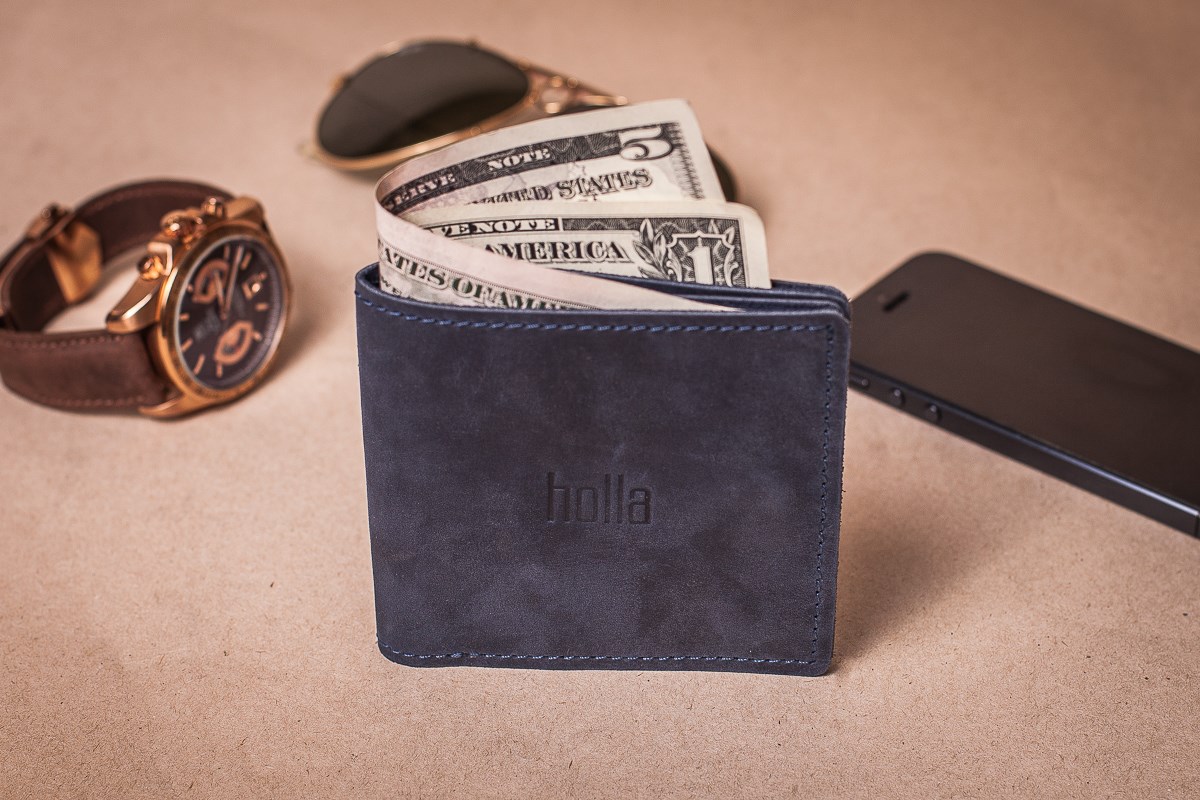 

Дизайнерское кожаное портмоне holla, ручной работы ZAMER WALLET //NAVY BLUE (hl-ZAMER WALLET)