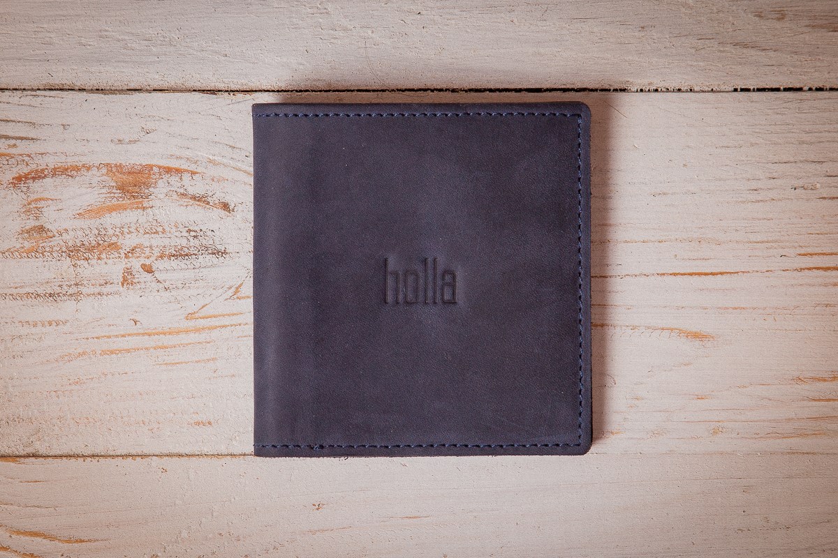 

Дизайнерское кожаное портмоне holla, ручной работы ONE WALLET // NAVY BLUE (hl-ONE WALLET)
