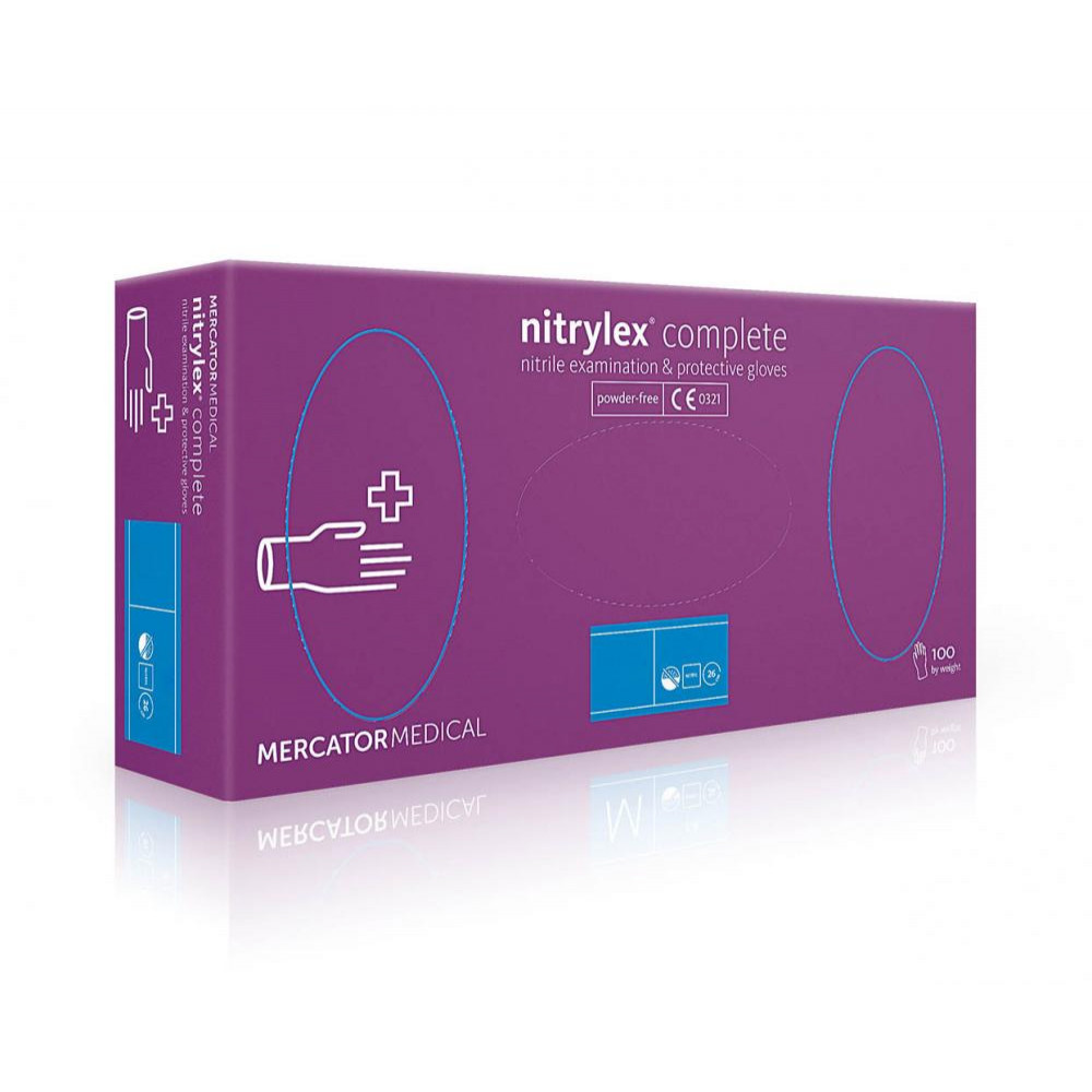 

Перчатки Нитриловые Неопудренные MERCATOR MEDICAL Фиолетовые M (100 шт)