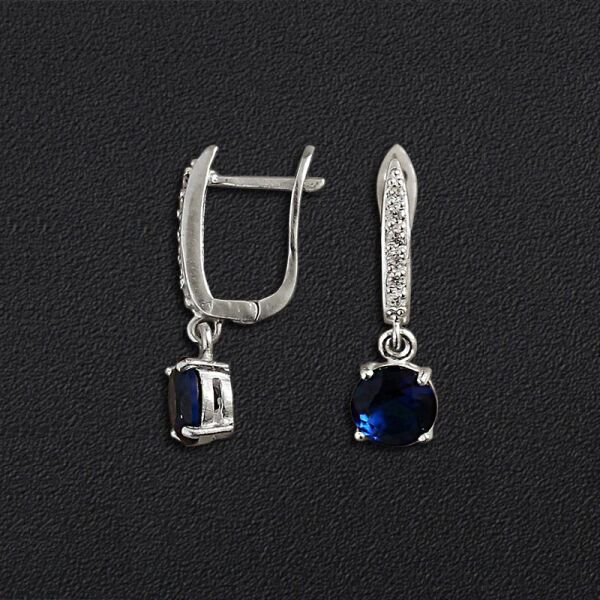 

Серебряные серьги с синим кристаллом 2102-1-blue