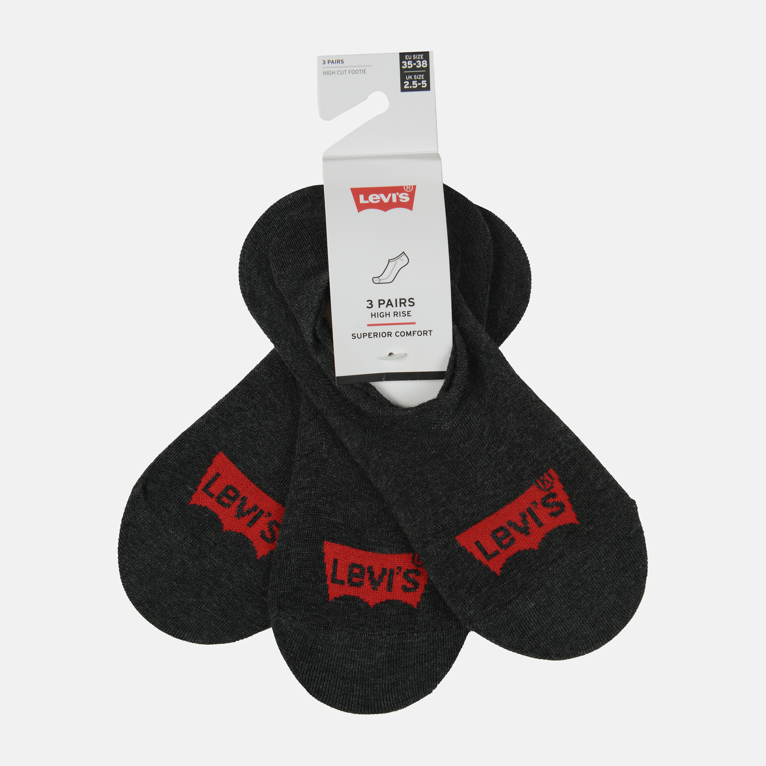 

Набор следов Levi's 100003129-001 - 3 пары Anthracite Melange/Black, Набор следов Levi's 100003129-001 35-38 3 пары Anthracite Melange/Black