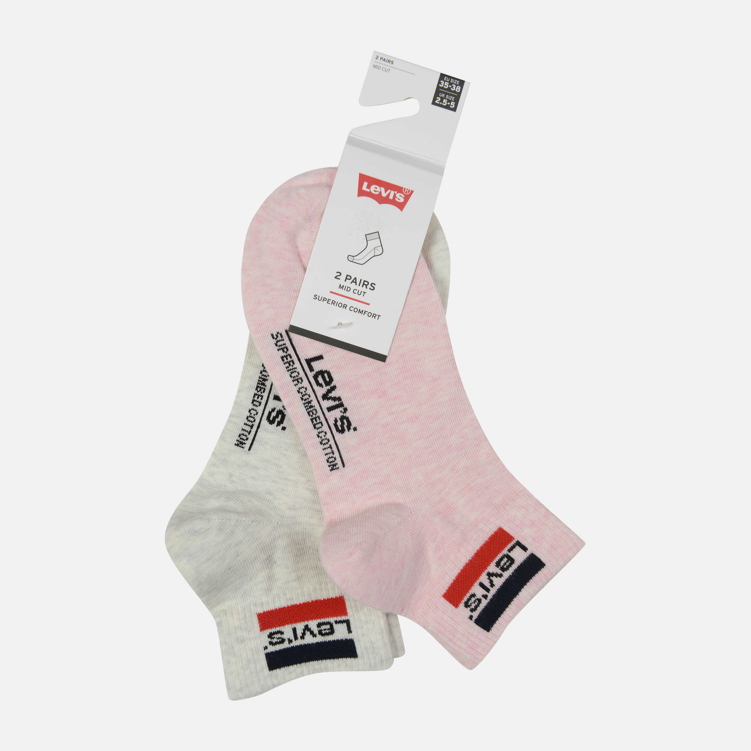 

Набор носков Levi's 903014001-008 35-38 2 пары Pink/White