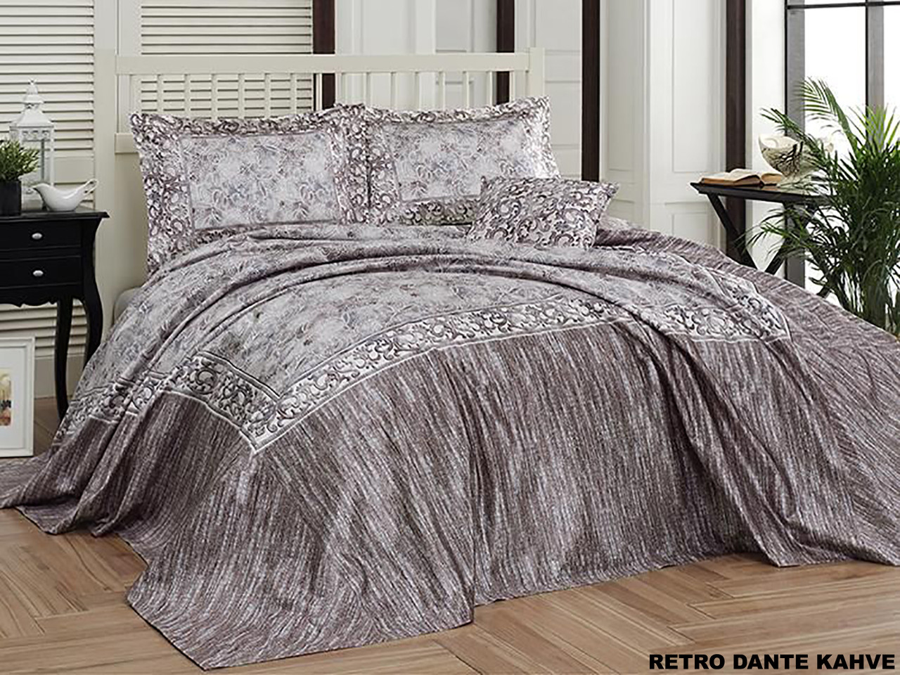 

Покрывала на кровать "First Choice" Retro Dante Kahve 240*260+2нав. 50*70+1нав. 40*40