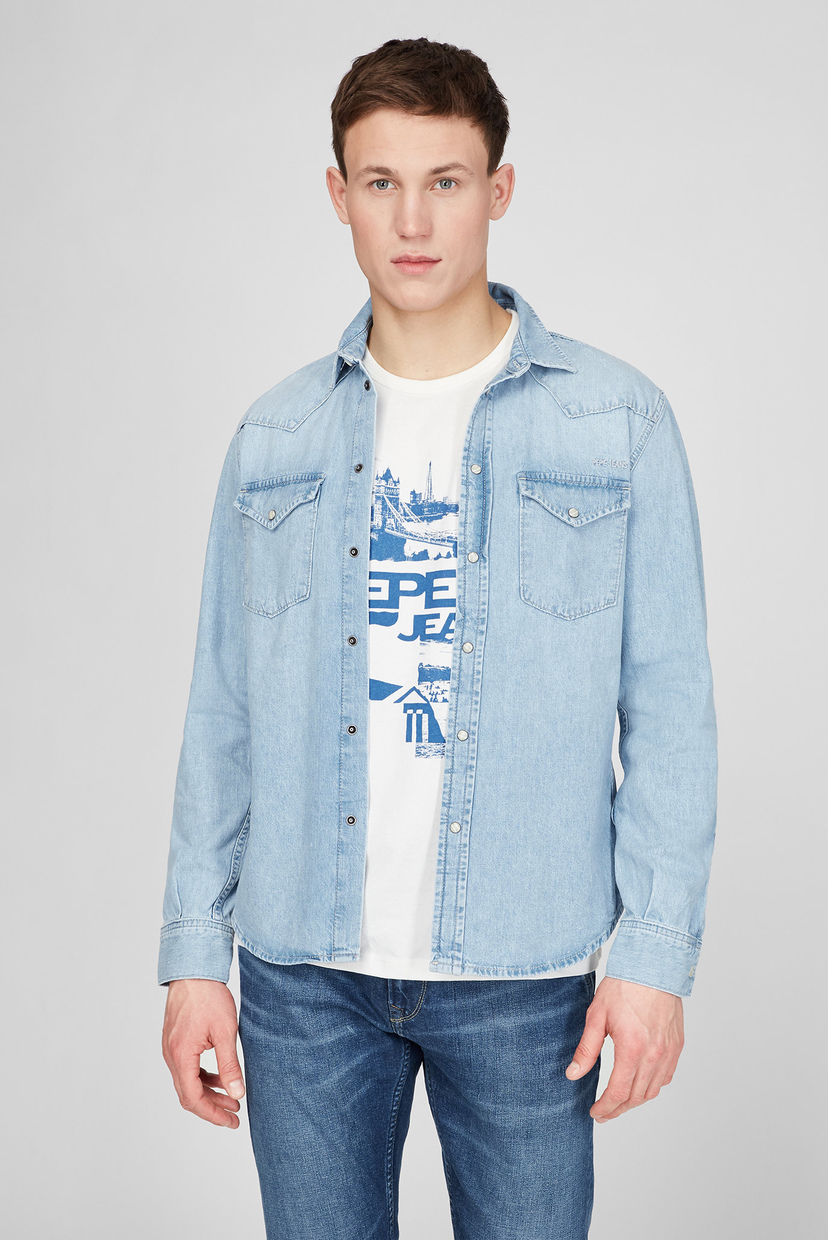 

Мужская голубая джинсовая рубашка NOAH Pepe Jeans XL PM307018