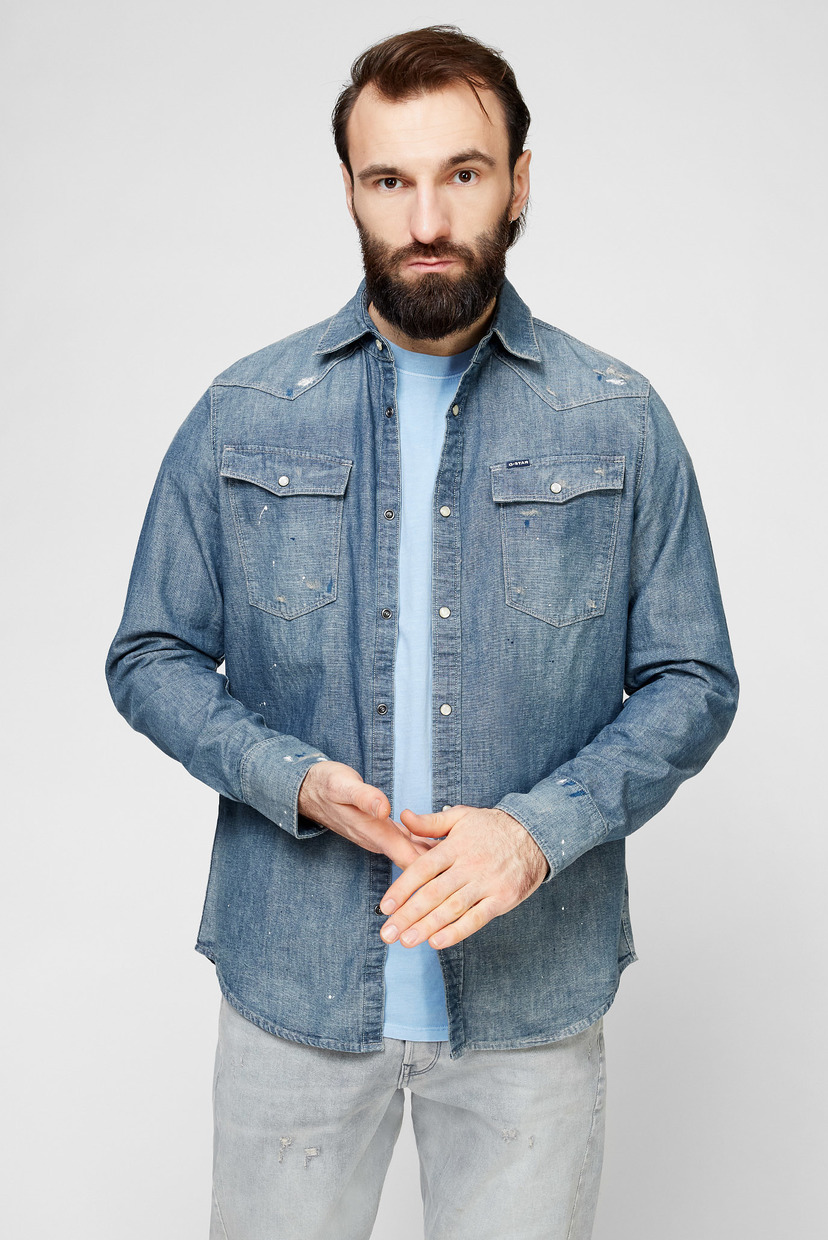 

Мужская синяя джинсовая рубашка 3301 slim shirt G-Star RAW M D18969,C611