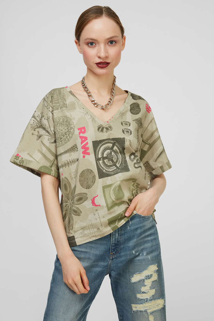 

Женская футболка с принтом Joosa V-Neck Camo G-Star RAW XS D19233,C387