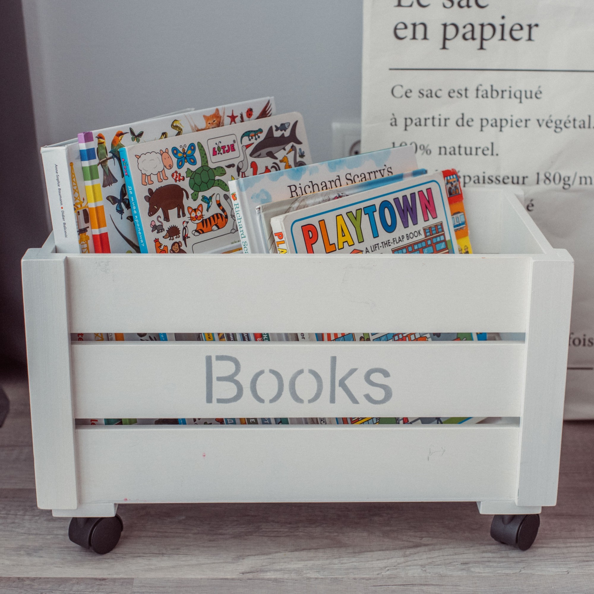 

Ящик для игрушек и книг WoodAsFun Books 50x30 см Белая с серым (211311)
