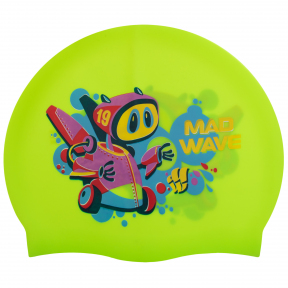 

Шапочка для плавания детская MadWave Junior MAD BOT M057915 Зелёный (SKL024271)