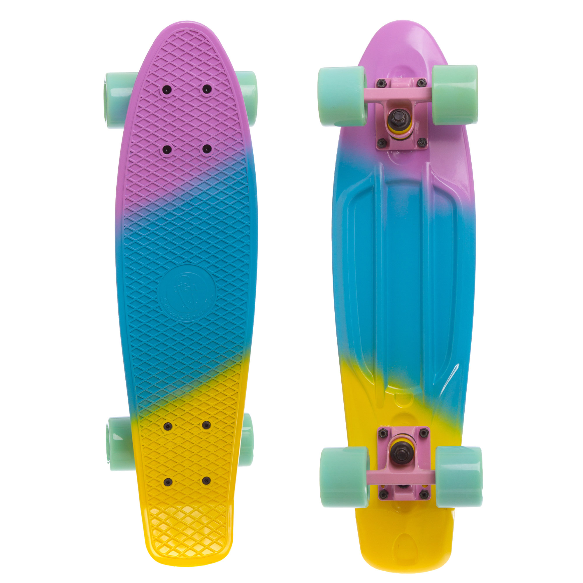 

Скейтборд пластиковый Penny FISH COLOR 22in полосатая дека SK-402-7