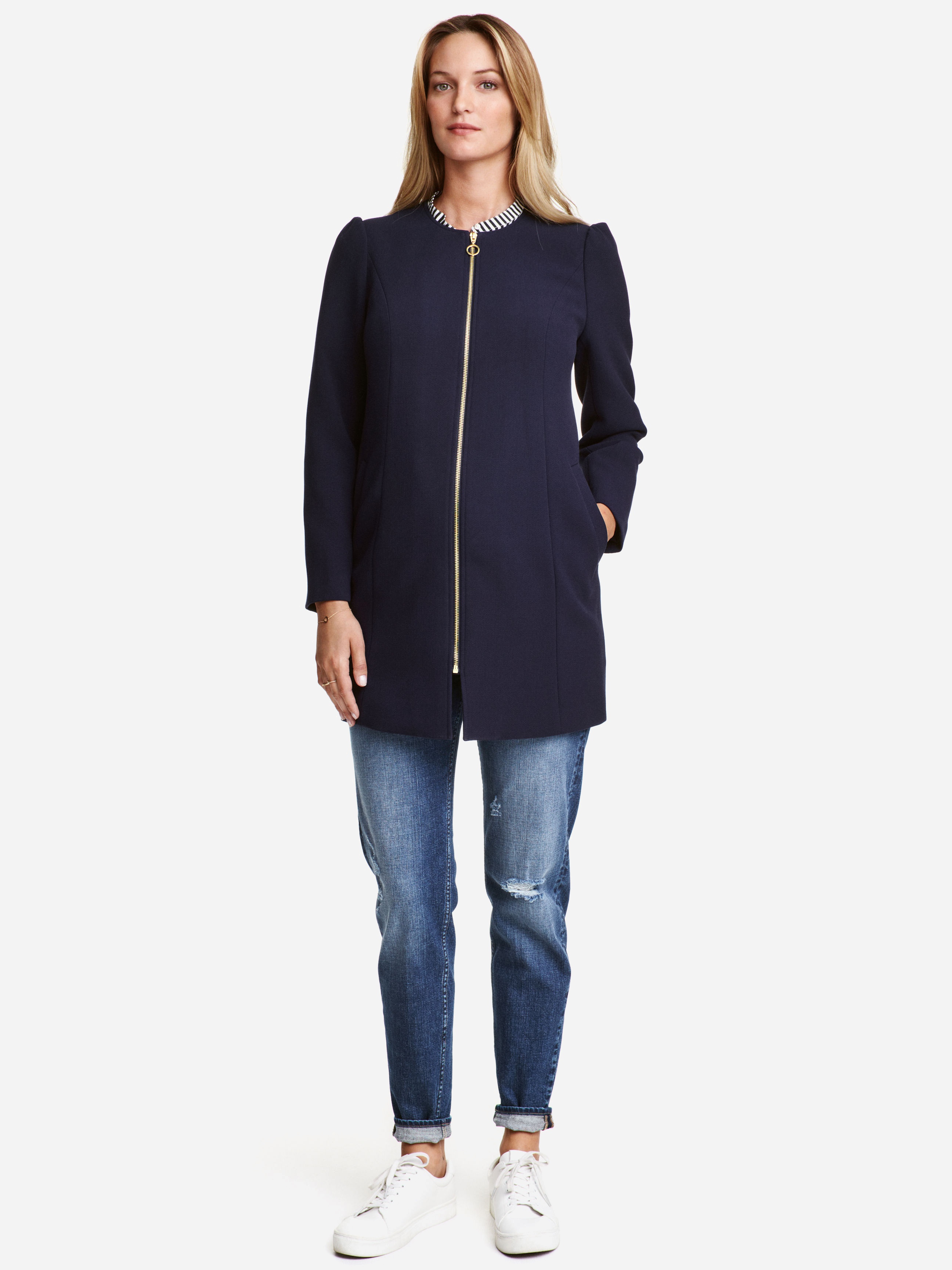 

Пальто H&M 4018294-AAQJ XS Темно-синее