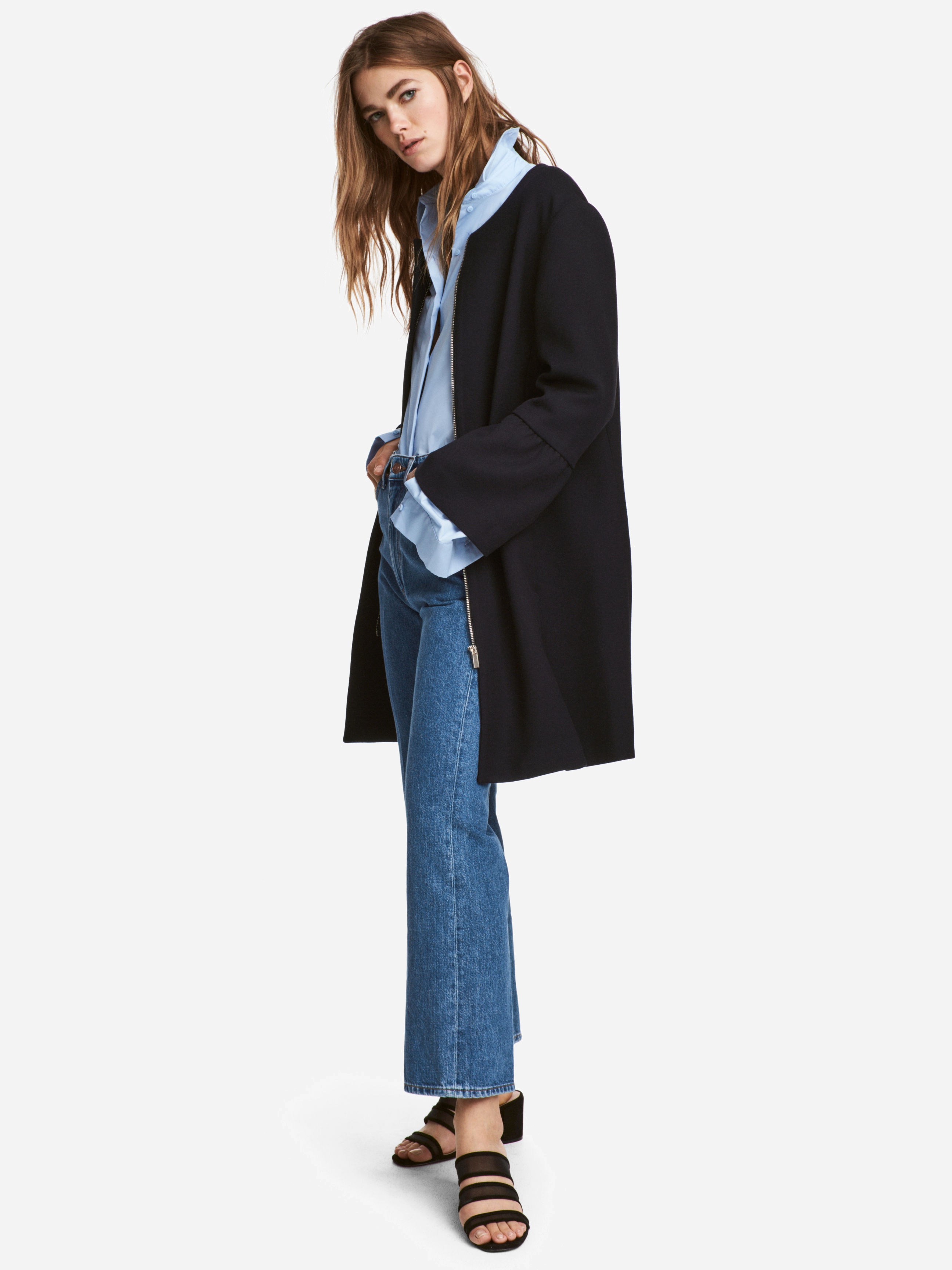

Пальто H&M 5030766-AAQJ 34 Темно-синее