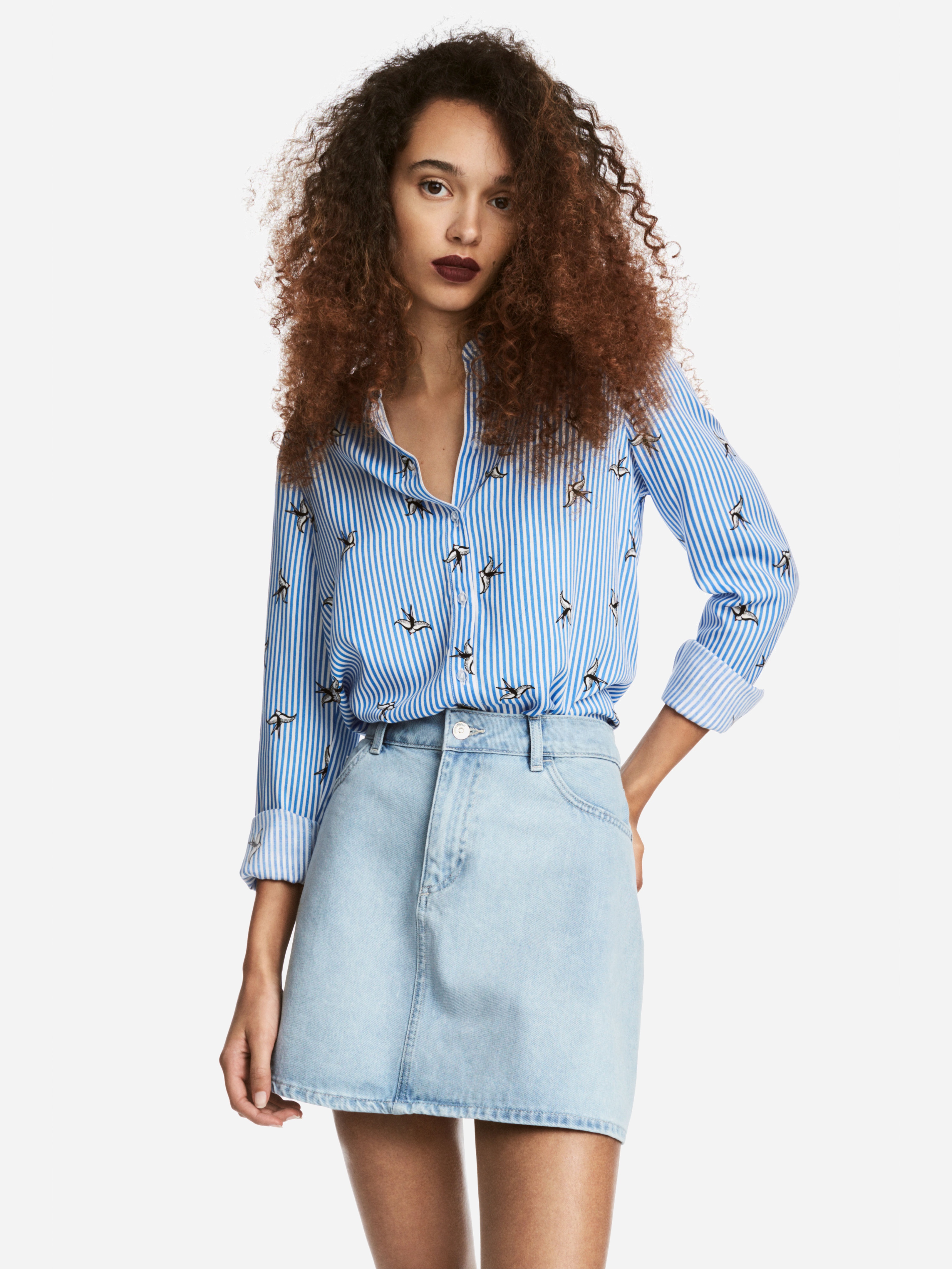 

Рубашка H&M 5463786-ACSF 44 Белая с синим