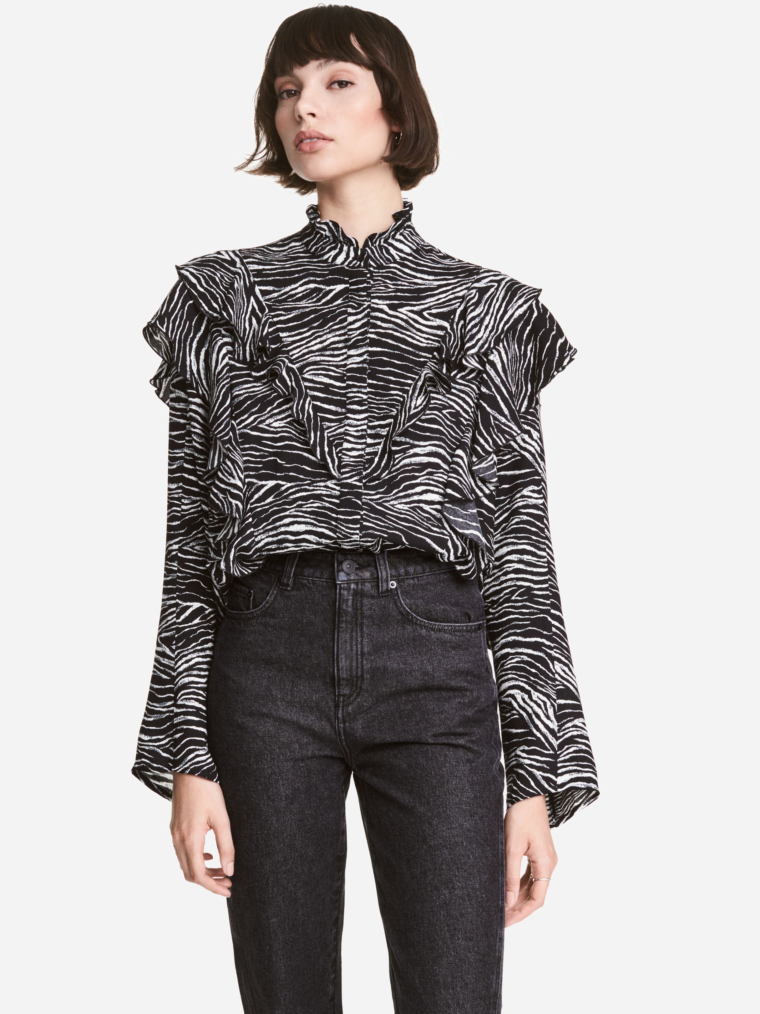 

Блузка H&M 4910435-ACSG 34 Черная с белым