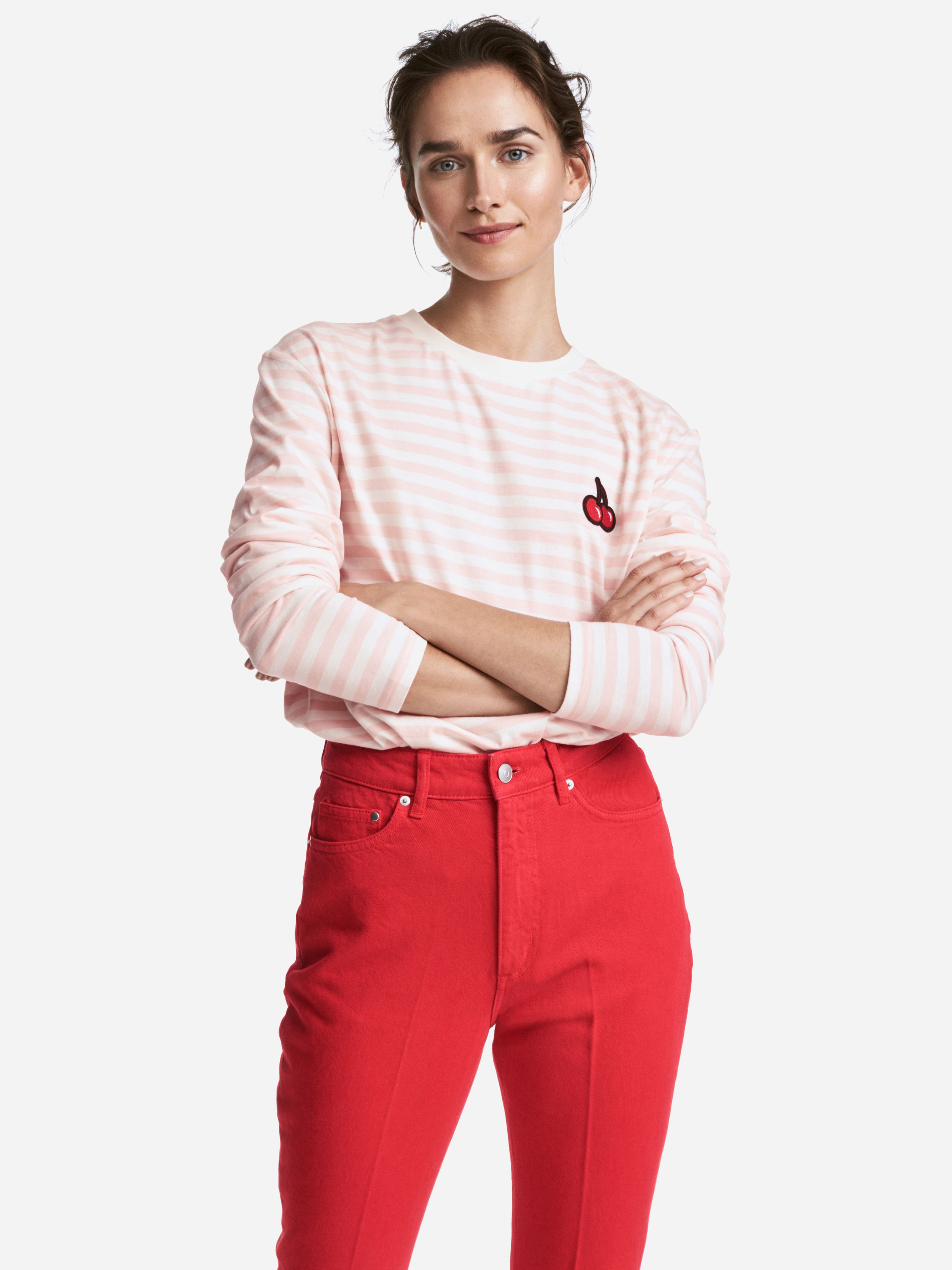 

Лонгслив H&M 5552116-ABYF M Белый с розовым