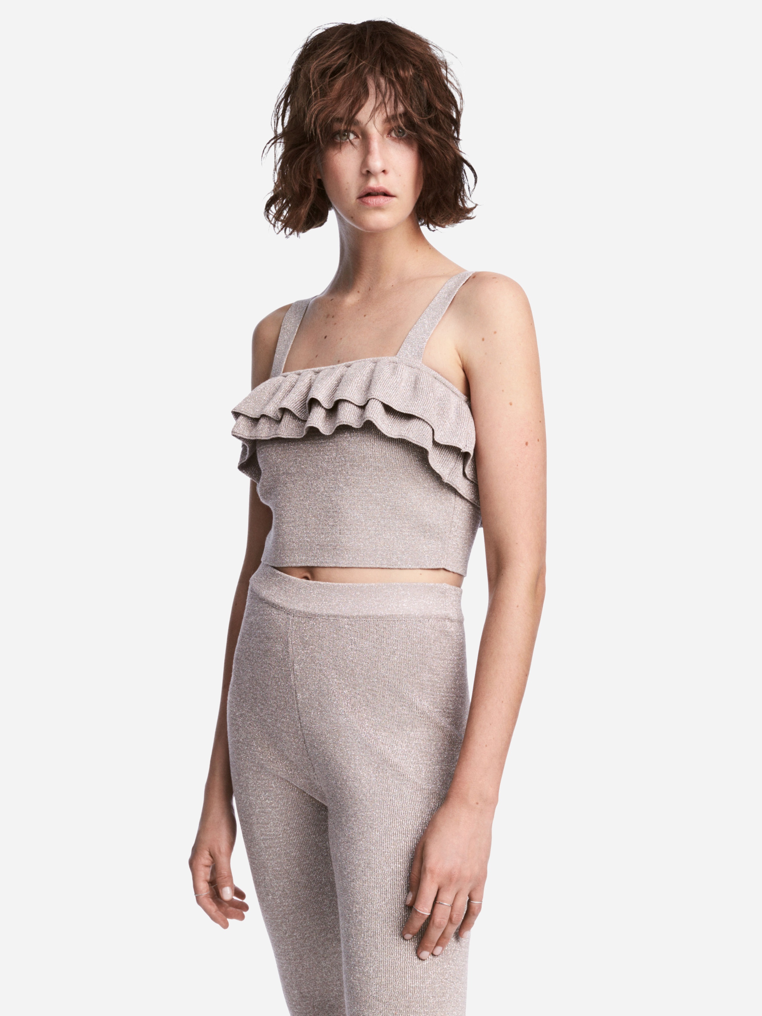 

Топ H&M 5447236-ABHR 44 Бежевый с серебристым