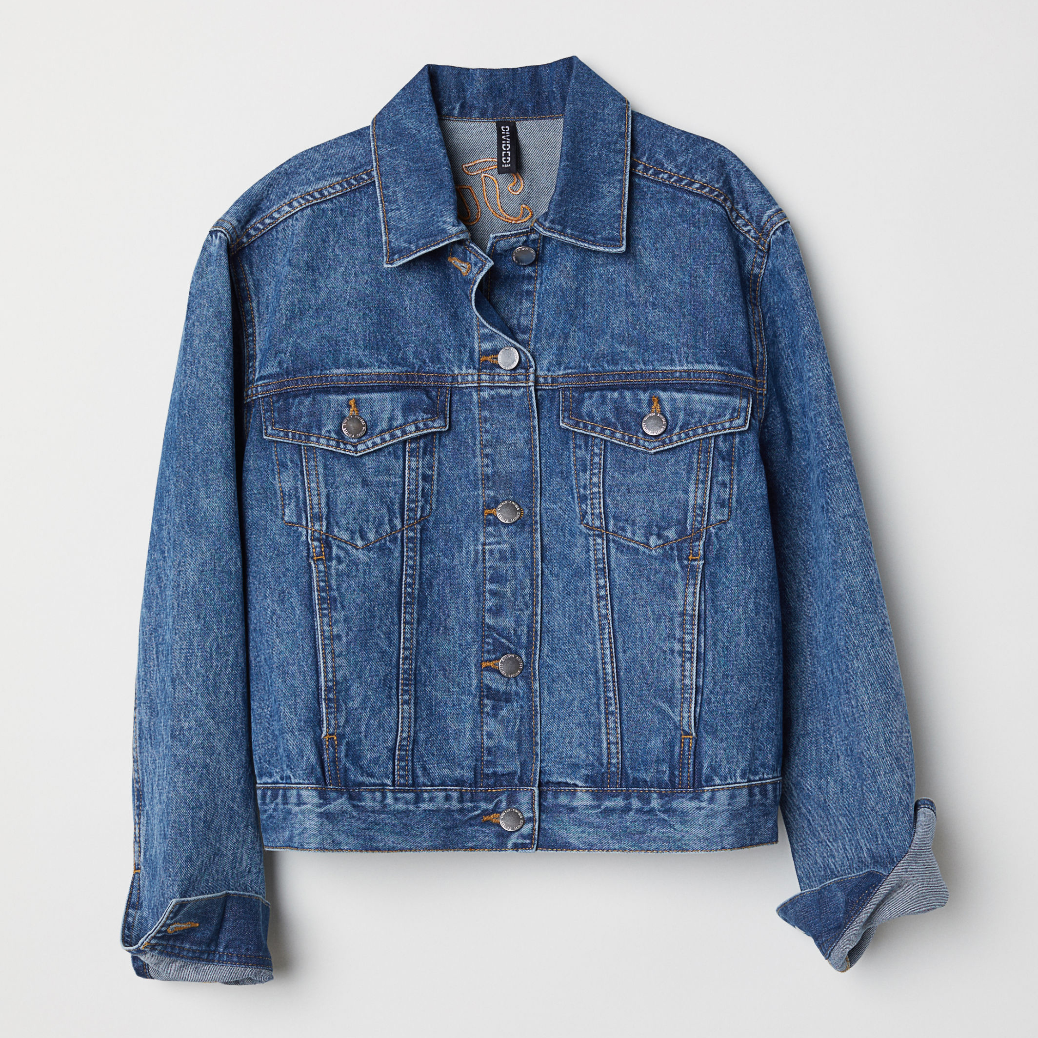 

Джинсовая куртка H&M 5559977-AAAP 42 Синяя с белым
