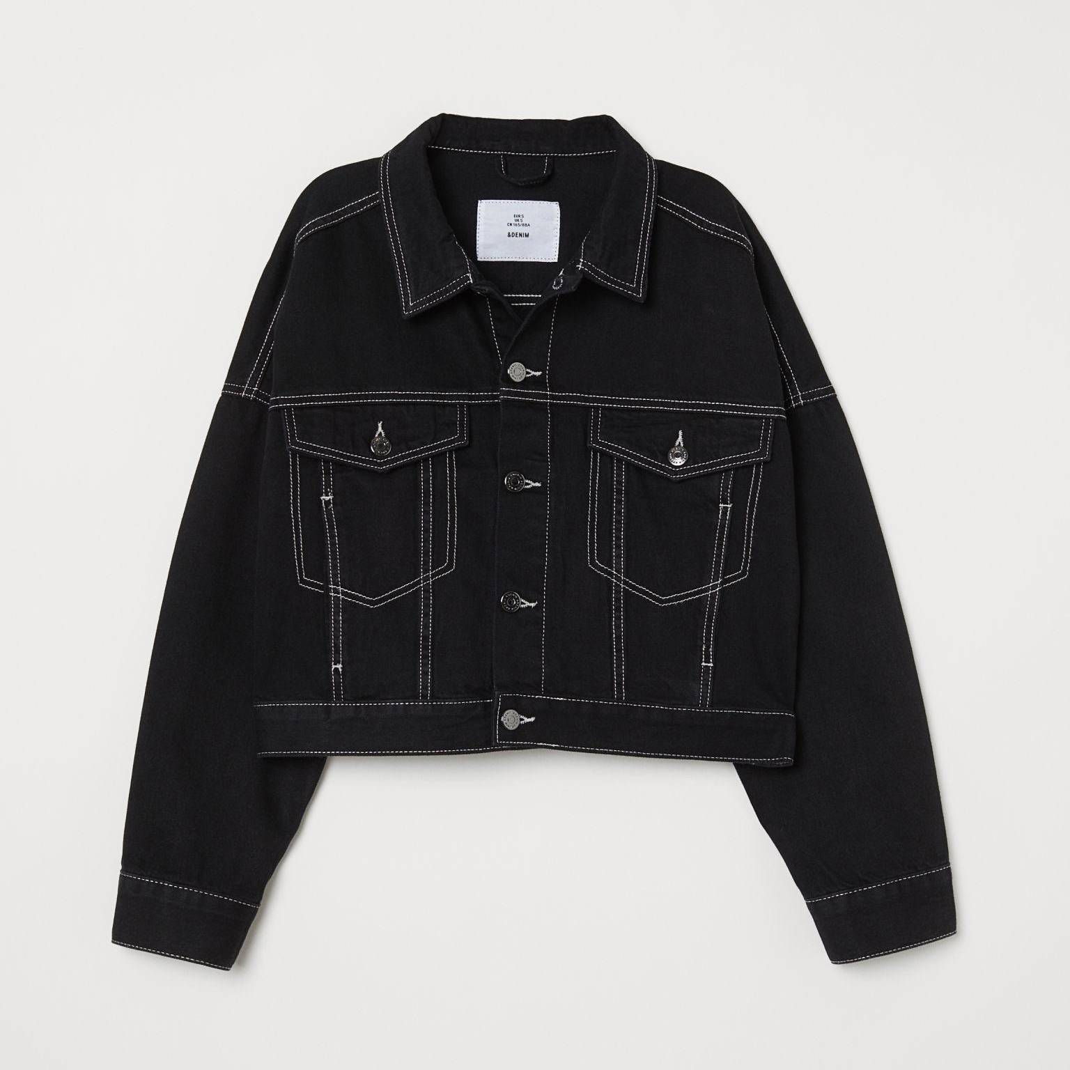 

Джинсовая куртка H&M 7077770-AAAA S Черная с белым