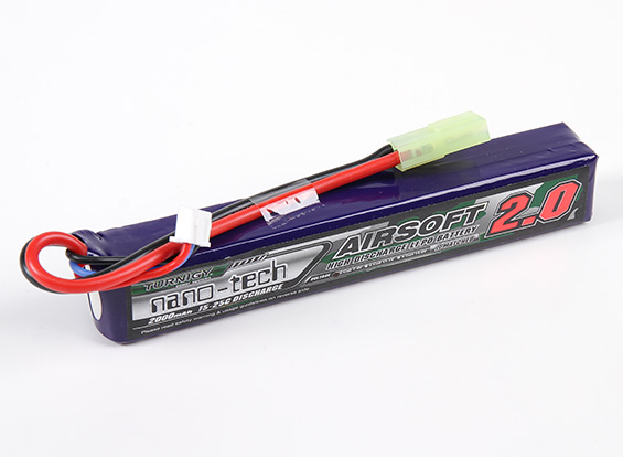 

Аккумулятор LiPo 2S 7.4V 2000mah 15-25C mini tamiya Turnigy nano-tech Airsoft для страйкбола