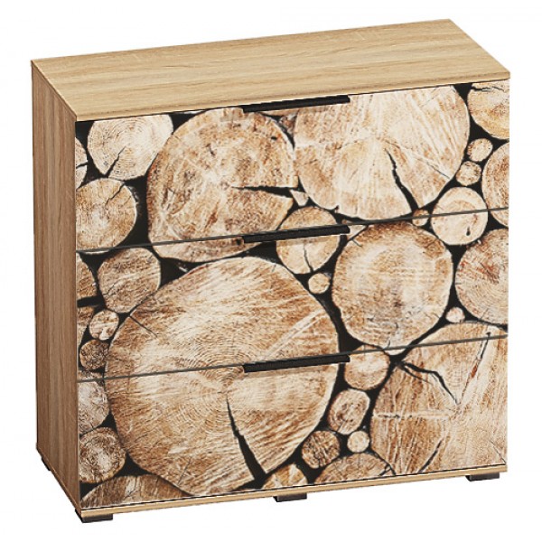 

Комод в гостиную, прихожую, спальню из ДСП Тренд 3Ш.985 дуб натуральный/бежевый фотопринт рис. 629 Комфорт Мебель