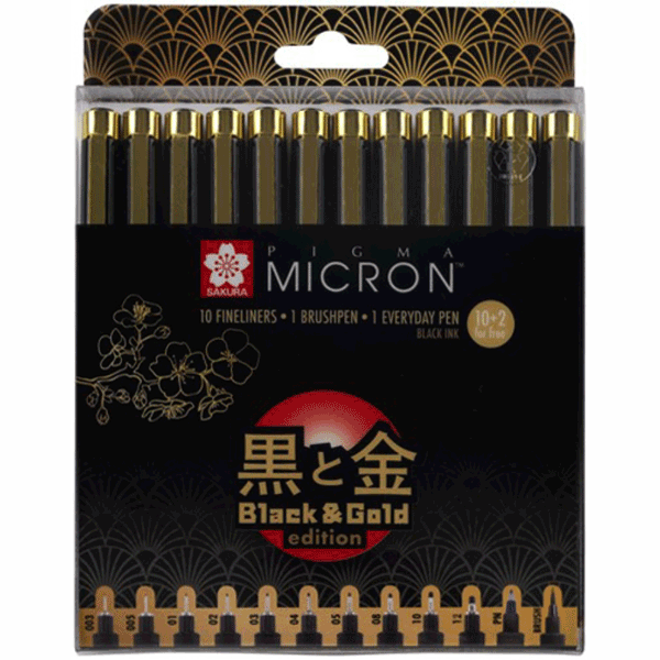 

Набор линеров Sakura Pigma Micron Black&Gold 12шт. лимитированная коллекция