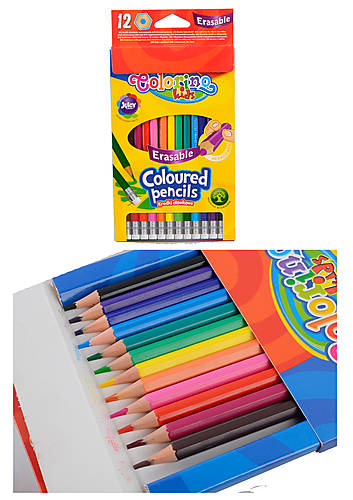 

Карандаши цветные с ластиками на корпусе Erasable 12 цветов Colorino (92531PTR)