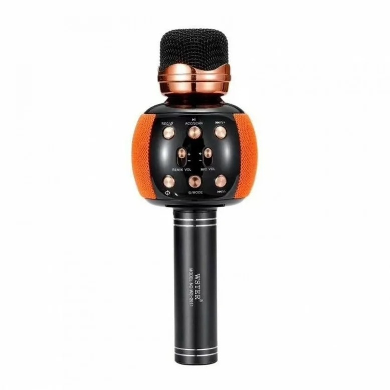 

Детский портативный беспроводной микрофон колонка Wster, USB и Bluetooth, (М-137), оранжевый