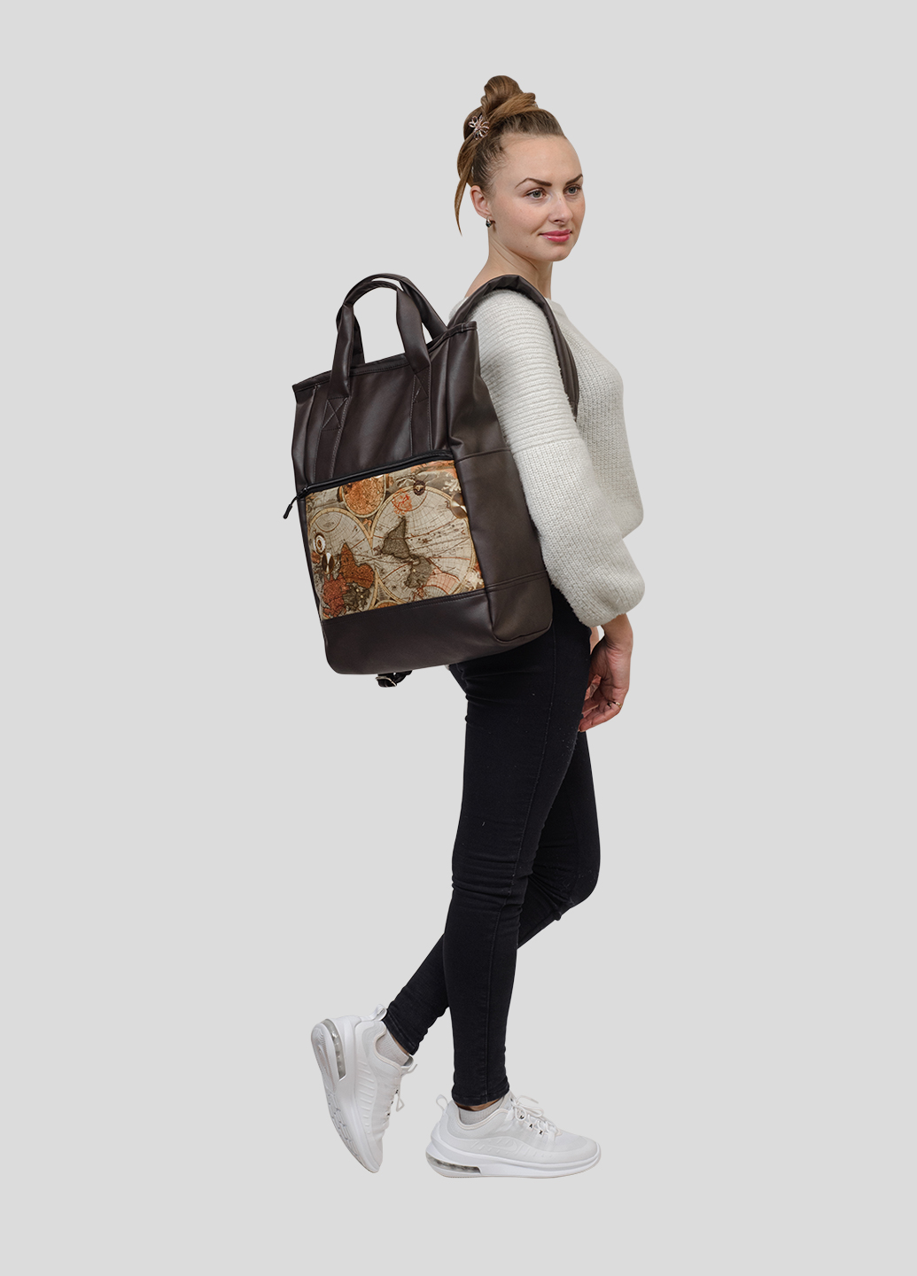 

Сумка Sambag Shoper SEN темно-коричневий нубук принт