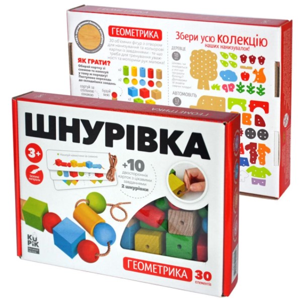 

Деревянная игра-шнуровка Геометрика от Игротеко (30 деталей)
