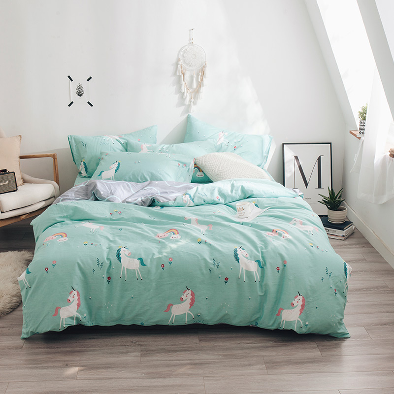 

Комплект постельного белья White fabulous unicorns (двуспальный-евро) Berni Home Бирюзовый