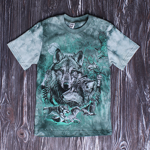 

Футболка Дрёма варёнка "Волки" светяшка 110-116 см оливковый (2206)