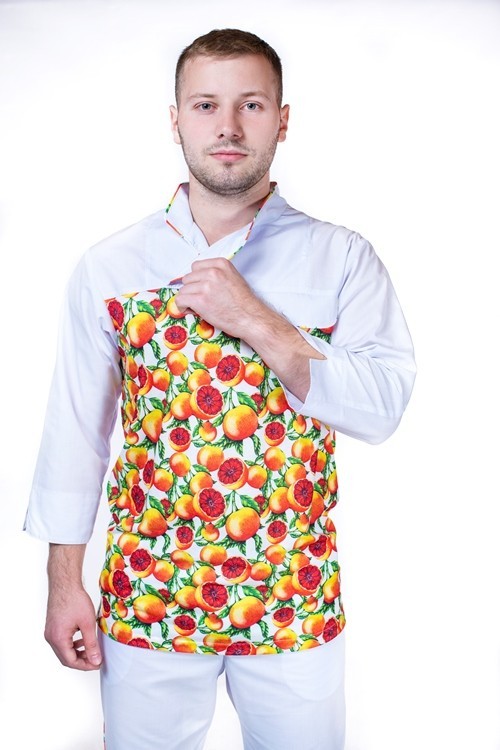 

Китель повара Ita Dream без застежек с принтом "апельсины" 52 (XL) Белый