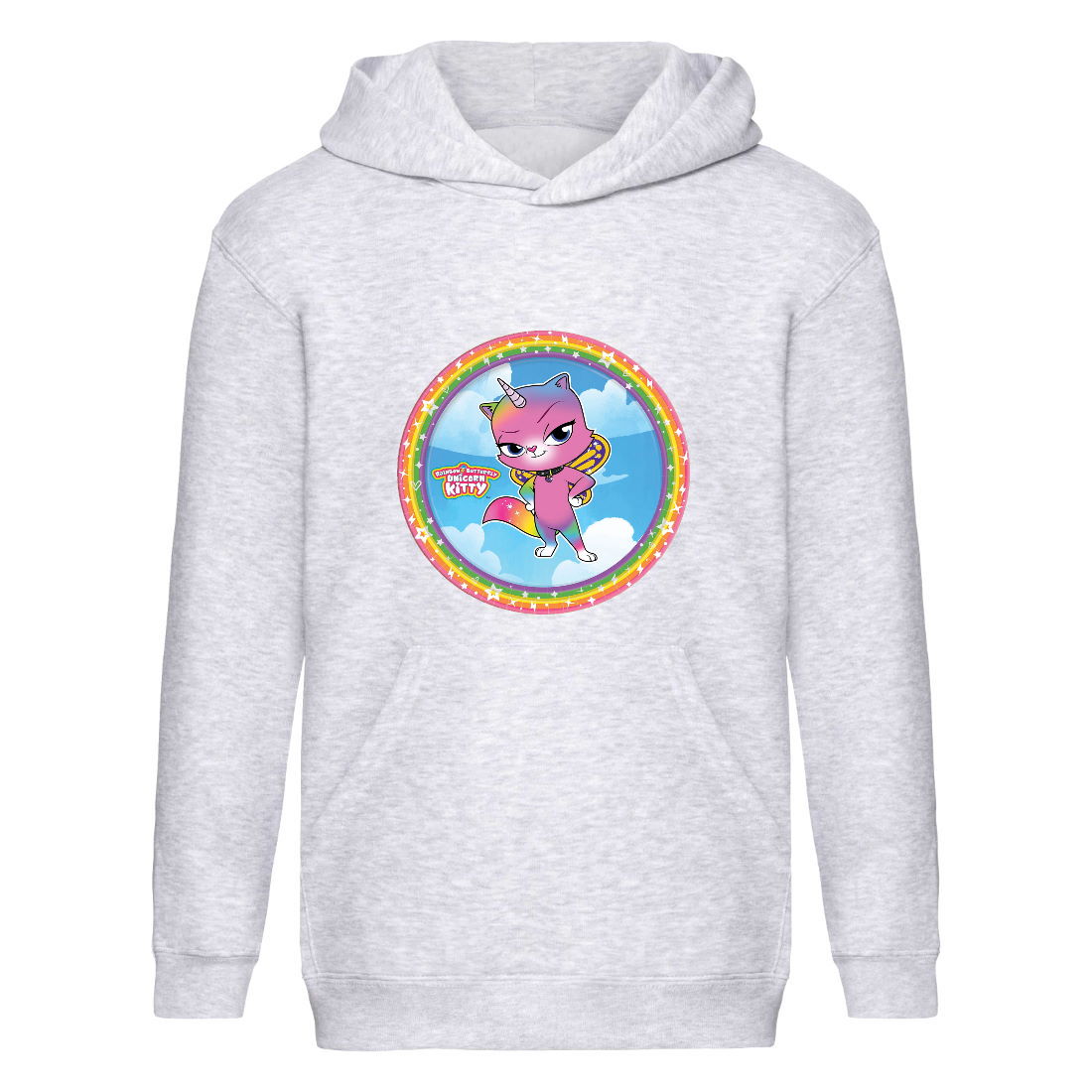 

Худи детская Радужная Кошка 003 (Rainbow Cat) серый (RNC gry 003) 128 см