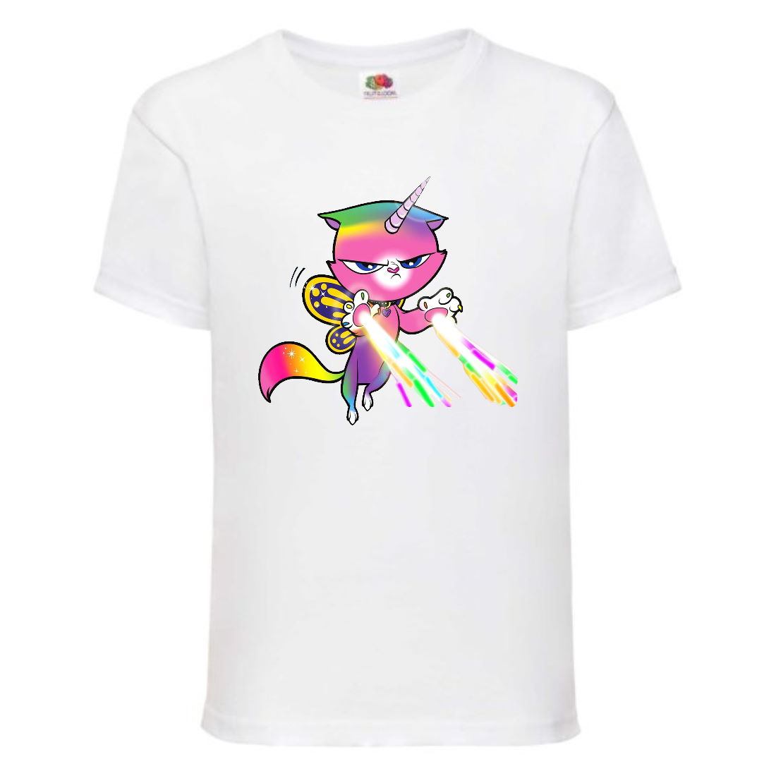 

Футболка детская Радужная Кошка 002 (Rainbow Cat) белая (RNC wh 002) 104 см