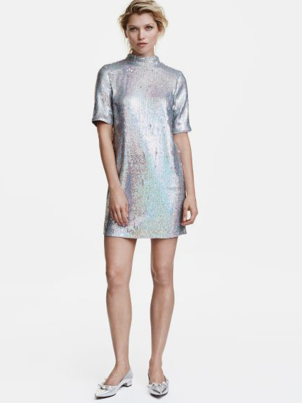 

Платье H&M 0461193-4  Серебристое, Платье H&M 0461193-4 46 Серебристое