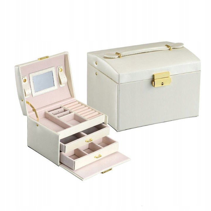 

Шкатулка для украшений, сундук для бижутерии, органайзер для украшений 18 х 14 х 12.5 см бежевая (JSB/01111)