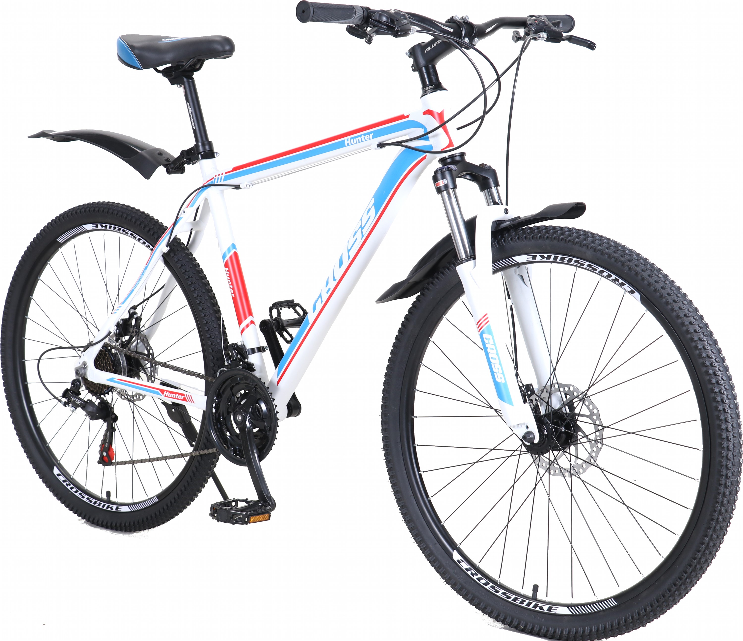 

Велосипед Cross Hunter 27.5" 20" 2021 White-blue-red (27CJAS21-003390)