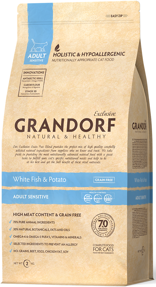 

Сухой корм для котов Grandorf White Fish & Potato Adult Sensitive 400 г (7007)