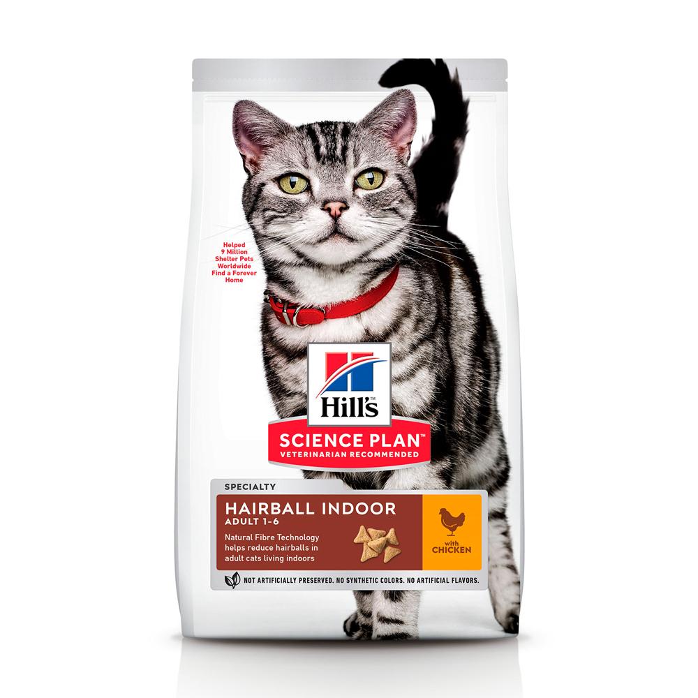 

Сухой корм для котов Hills Science Plan Hairball Indoor Adult Cat with Chicken 1,5 кг (604139)