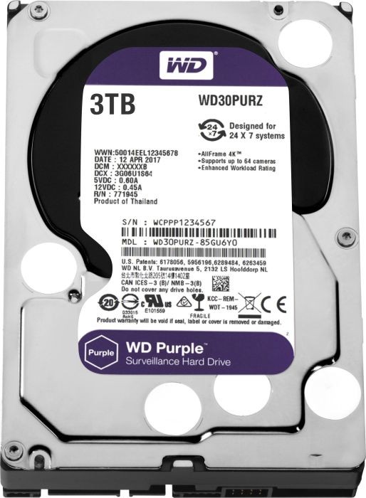 

Жорсткий диск 3,0TB Western Digital 3.5 5400 64Mb IDigital Purple (WD30PURZ)