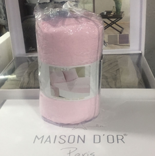 

Простынь с наволочками Maison D'or pembe махра жаккард 100% хлопок на резинке Цвета: розовый