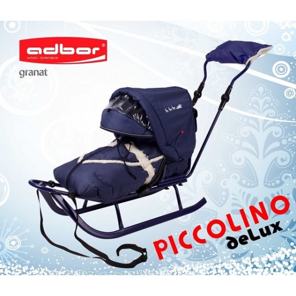 

Комплект Санки ADBOR Poccolino Delux (от 1 годика) со Спинкой, Конвертом, Капюшоном, Муфта, Синие