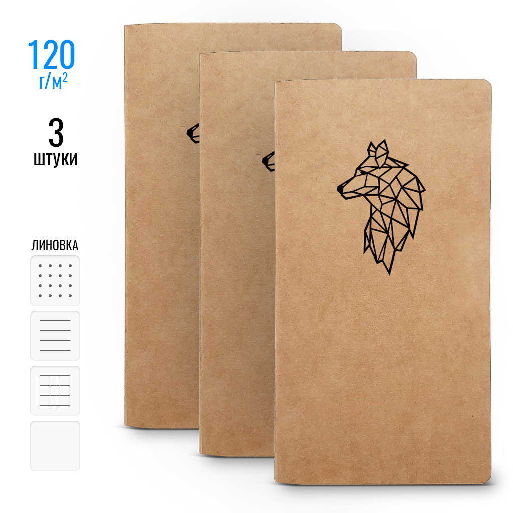 

Набор тетрадей WolfPapers Journal 120 Travel Craft на прошивке 3шт в линию 11х20 (jn007-1280)